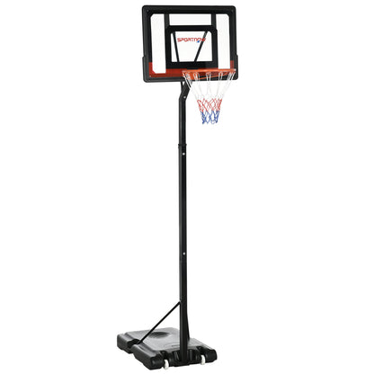 2.1-2.6m Adjustable Basketball Hoop and Basketball Stand w/ Sturdy Backboard and Weighted Base, Portable on Wheels-0