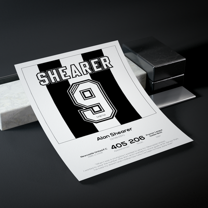 Alan Shearer Newcastle United Legend Stats Print - Man of The Match Football