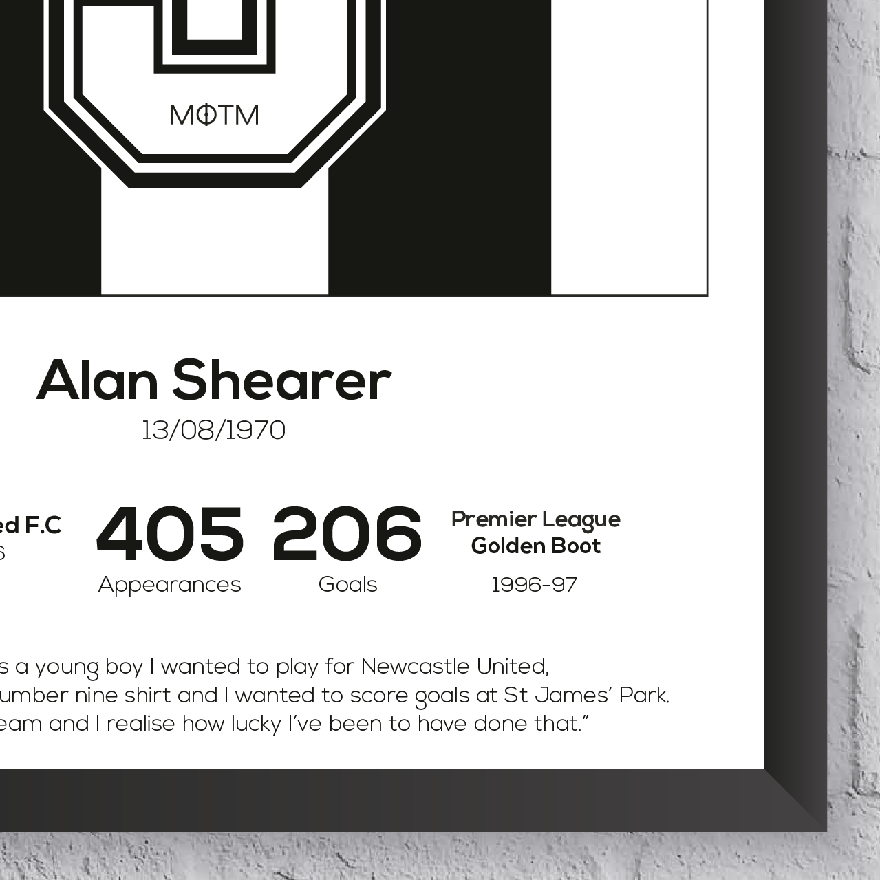 Alan Shearer Newcastle United Legend Stats Print