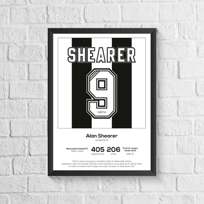 Alan Shearer Newcastle United Legend Stats Print