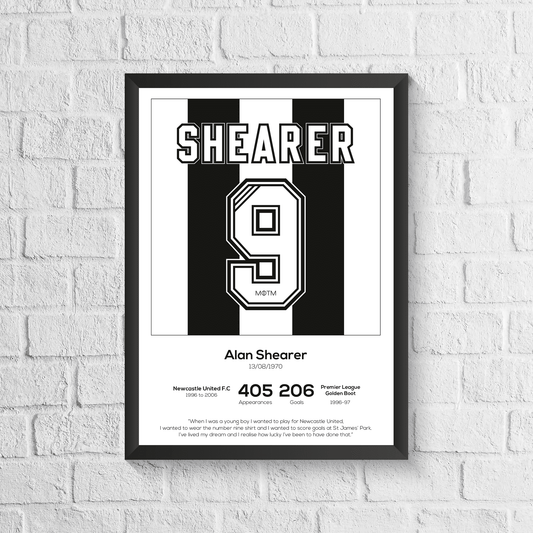 Alan Shearer Newcastle United Legend Stats Print