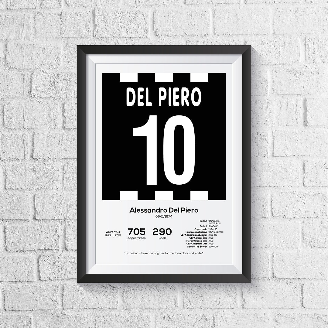 Alessandro Del Piero Juventus Legend Stats Print - Man of The Match Football