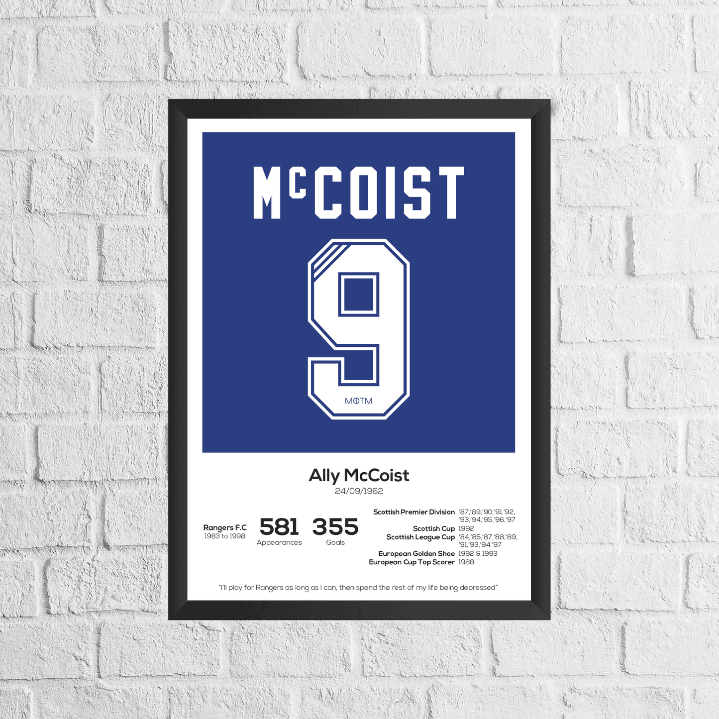 Ally McCoist Legend Stats Print