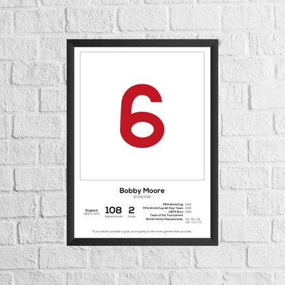 Bobby Moore England Legend Stats Print