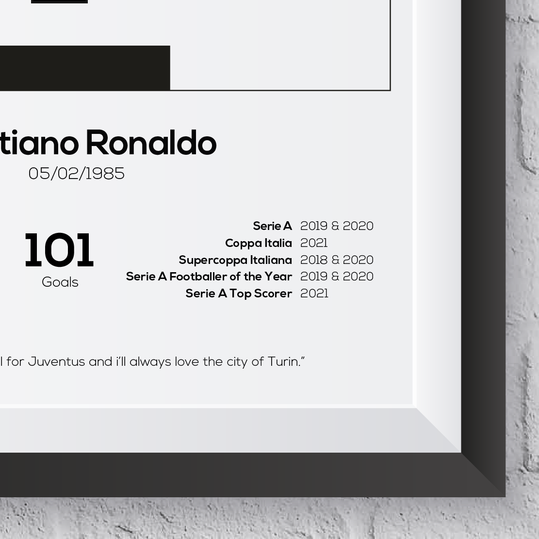 Cristiano Ronaldo Juventus Legend Stats Print