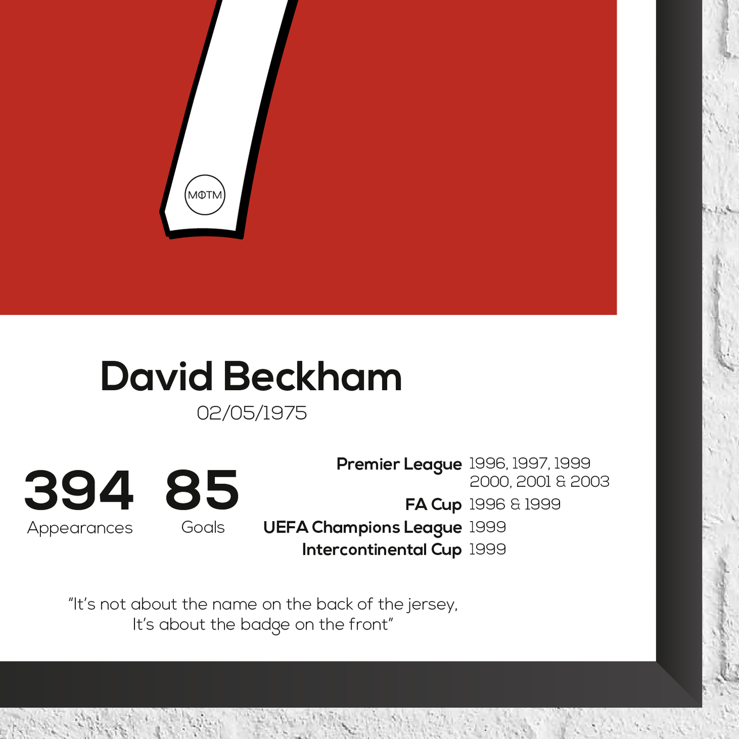 David Beckham Legend Stats Print