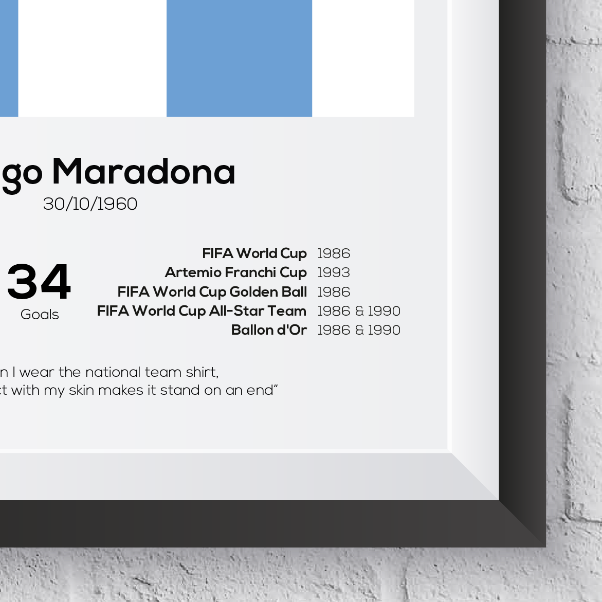 Diego Maradona Argentina Legend Stats Print