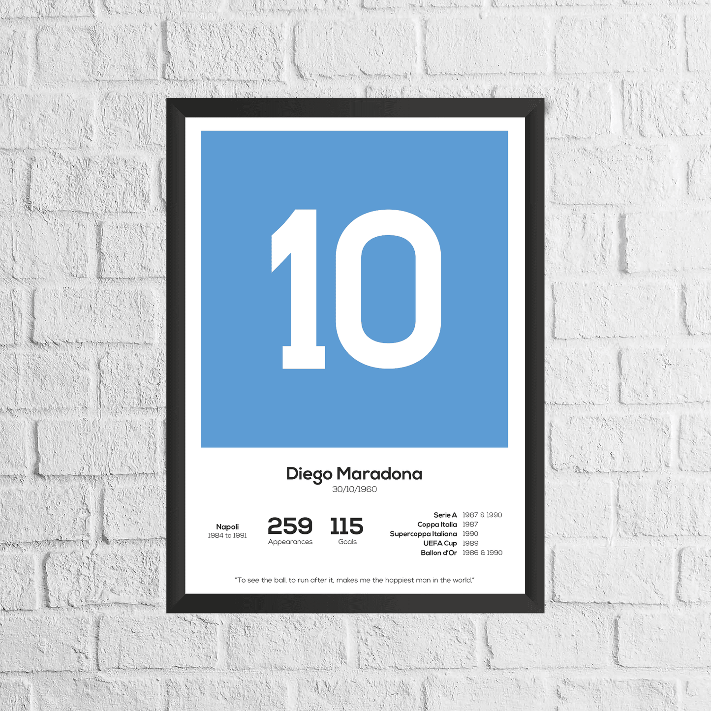 Diego Maradona Legend Stats Print
