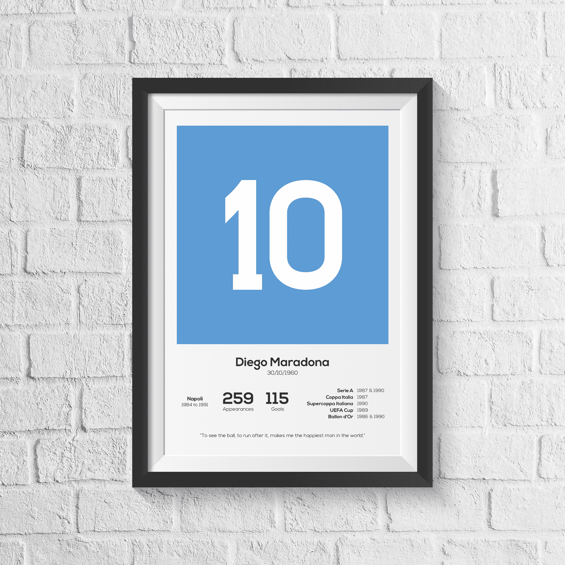 Diego Maradona Napoli Legend Stats Print - Man of The Match Football