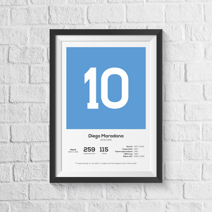 Diego Maradona Napoli Legend Stats Print - Man of The Match Football