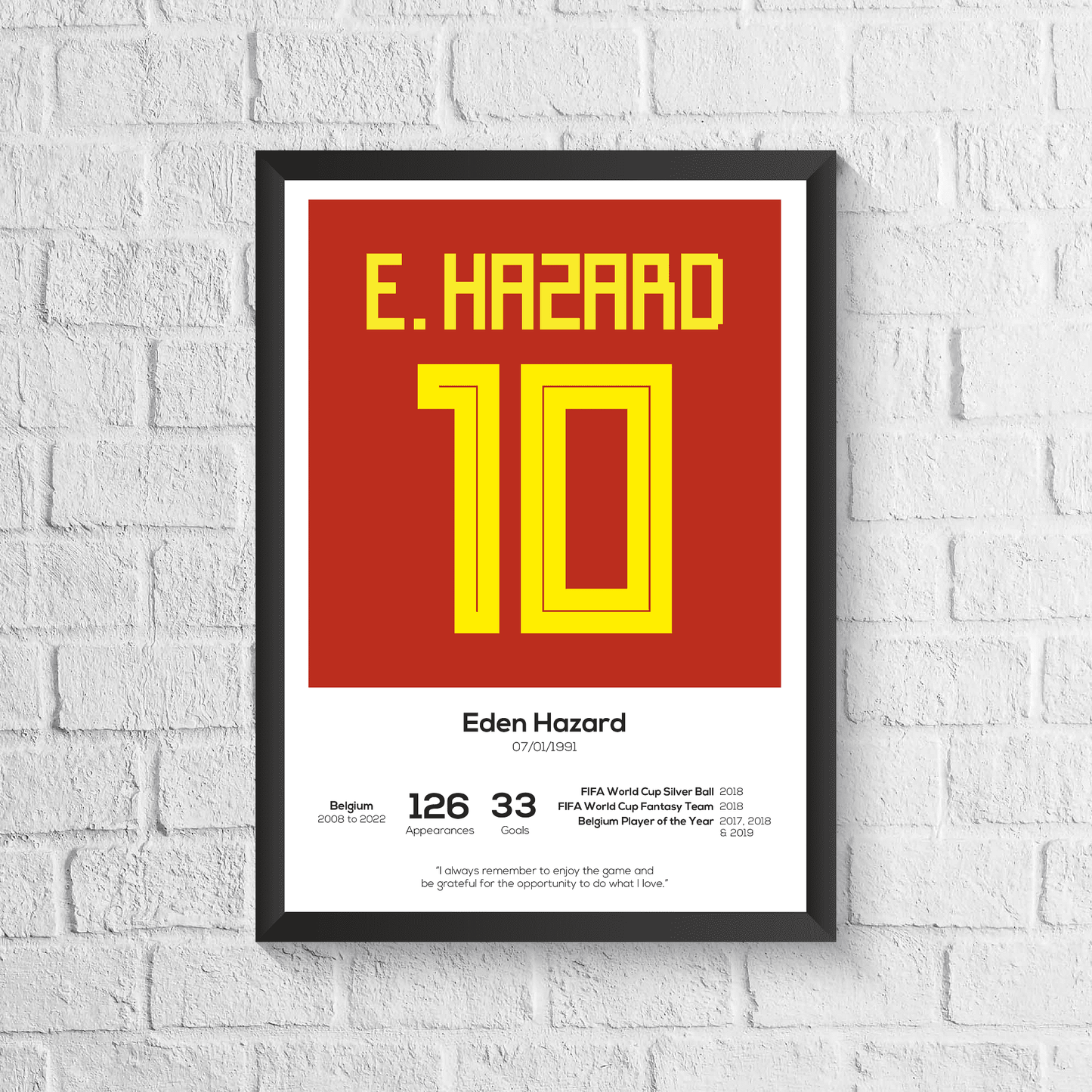 Eden Hazard Belgium Legend Stats Print