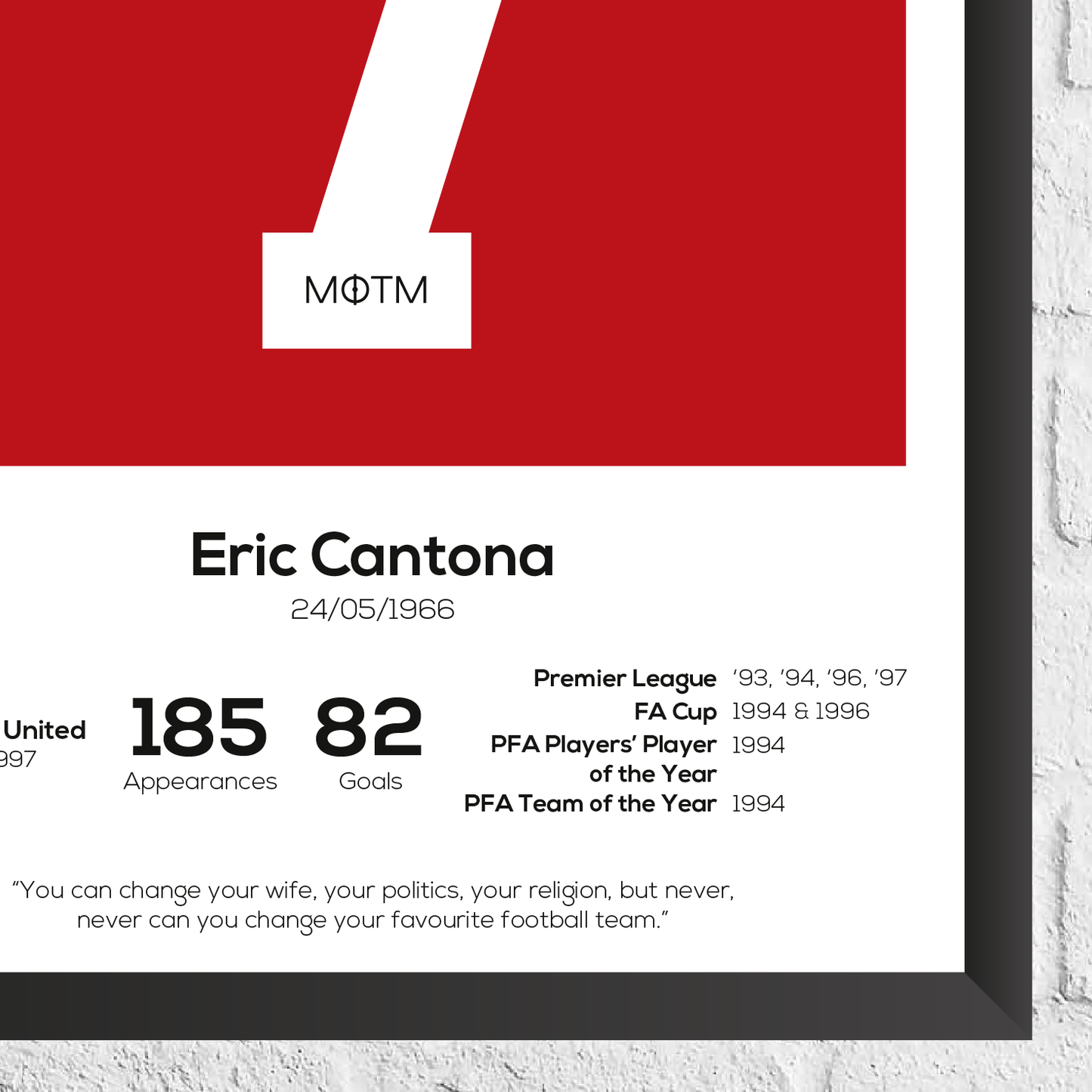Eric Cantona Legend Stats Print