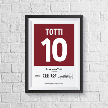 Francesco Totti Roma Legend Stats Print - Man of The Match Football