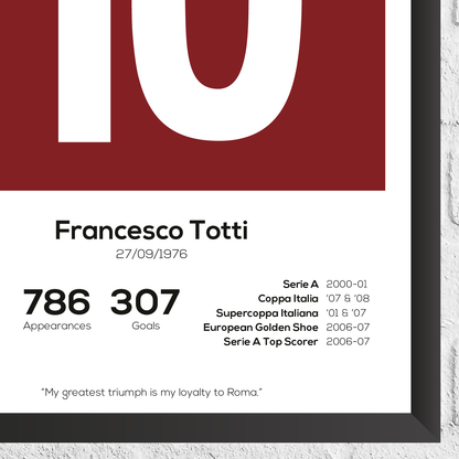 Francesco Totti Legend Stats Print