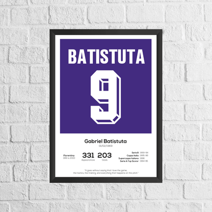Gabriel Batistuta Legend Stats Print