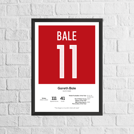 Gareth Bale Wales Legend Stats Print