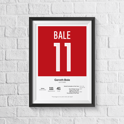 Gareth Bale Wales Legend Stats Print