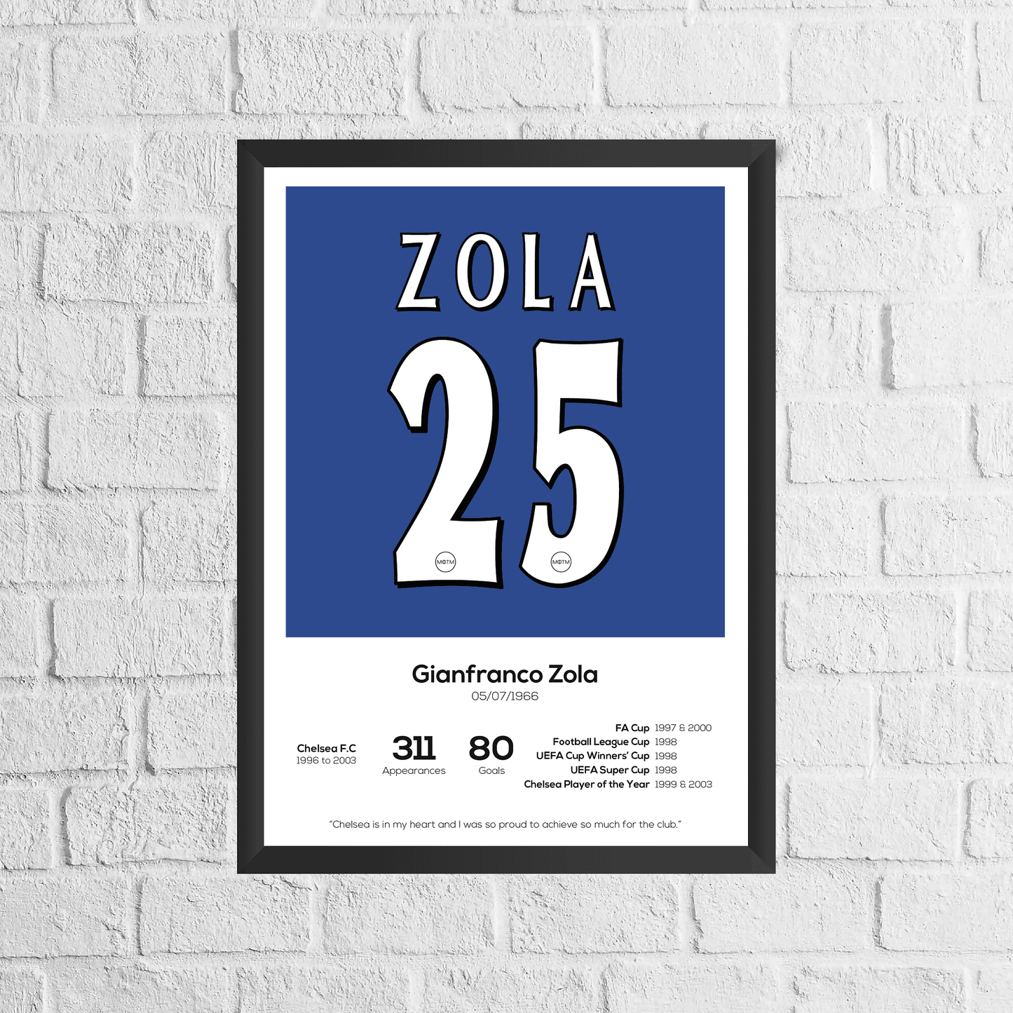 Gianfranco Zola Legend Stats Print