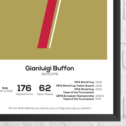 Gianluigi Buffon Italy Legend Stats Print