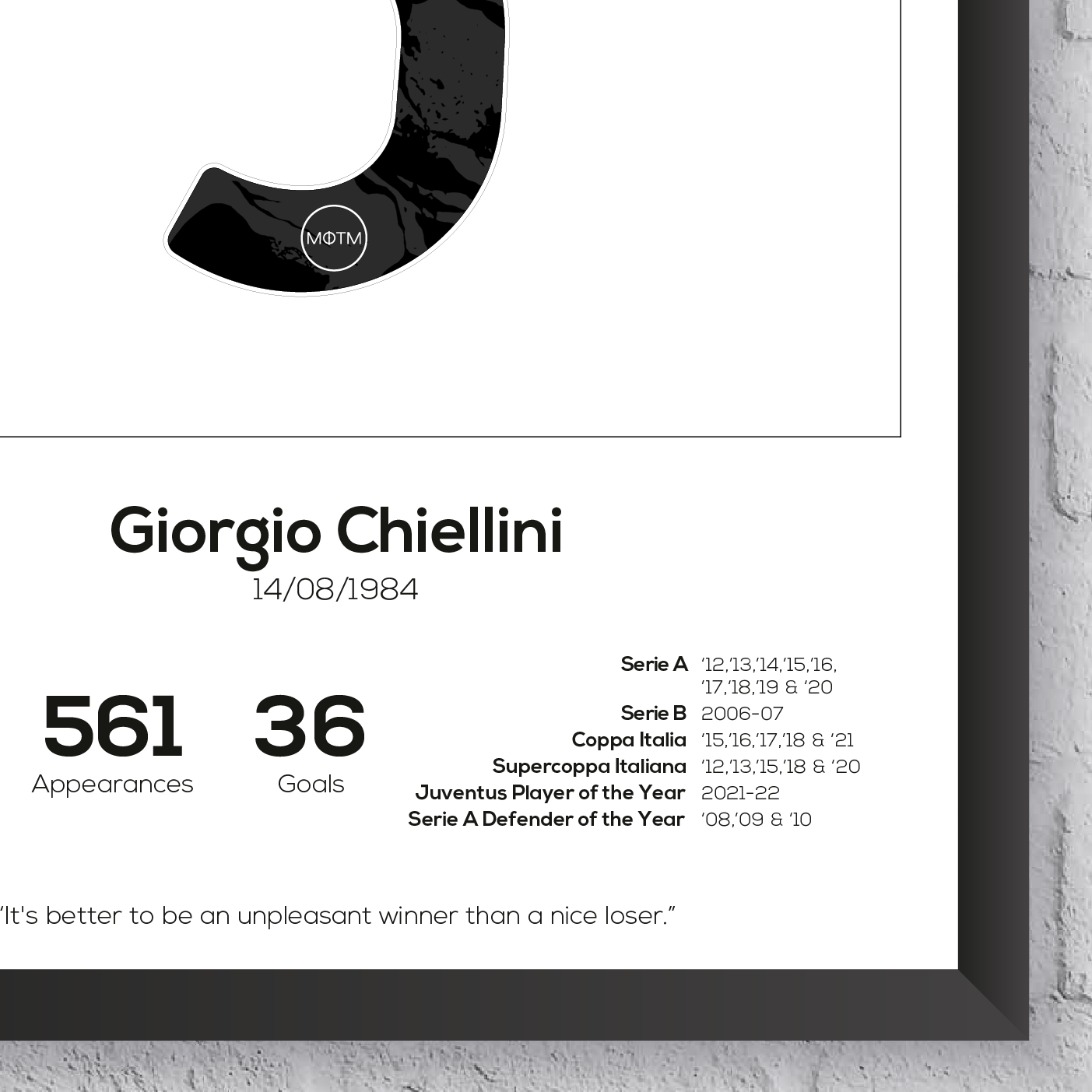 Giorgio Chiellini Juventus Legend Stats Print