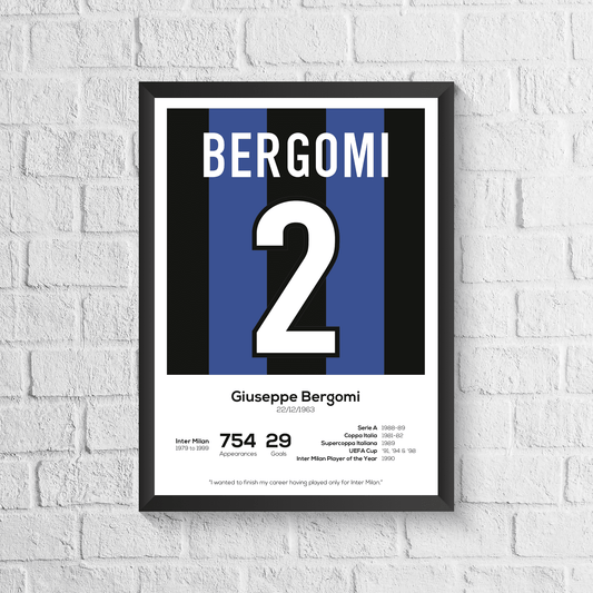 Giuseppe Bergomi Inter Milan Legend Stats Print