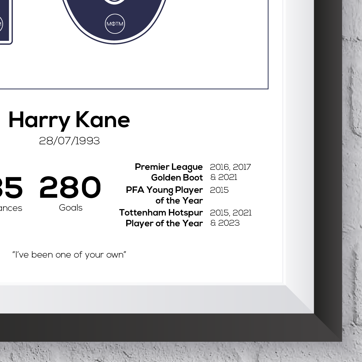 Harry Kane Tottenham Hotspur Legend Stats Print