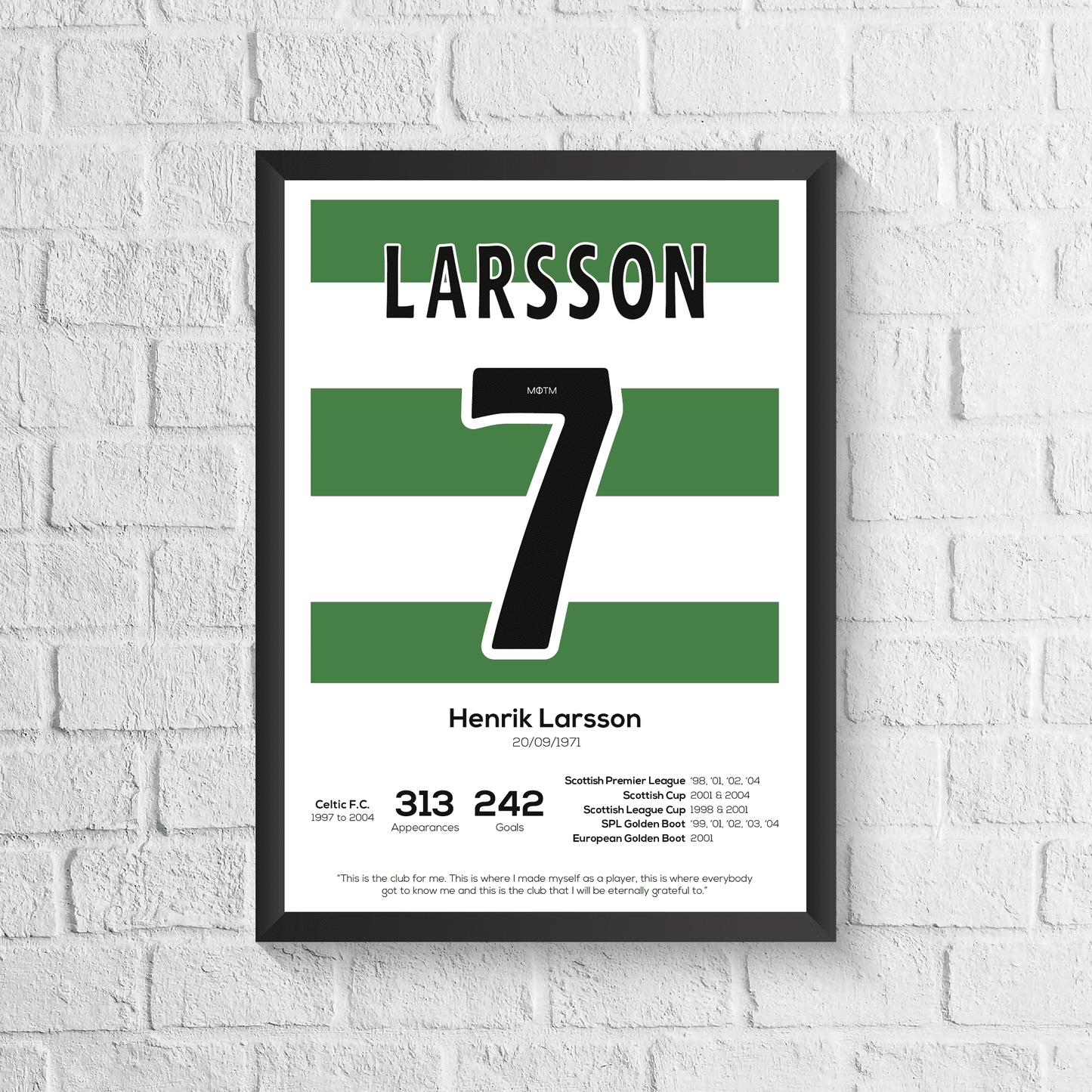 Henrik Larsson Legend Stats Print