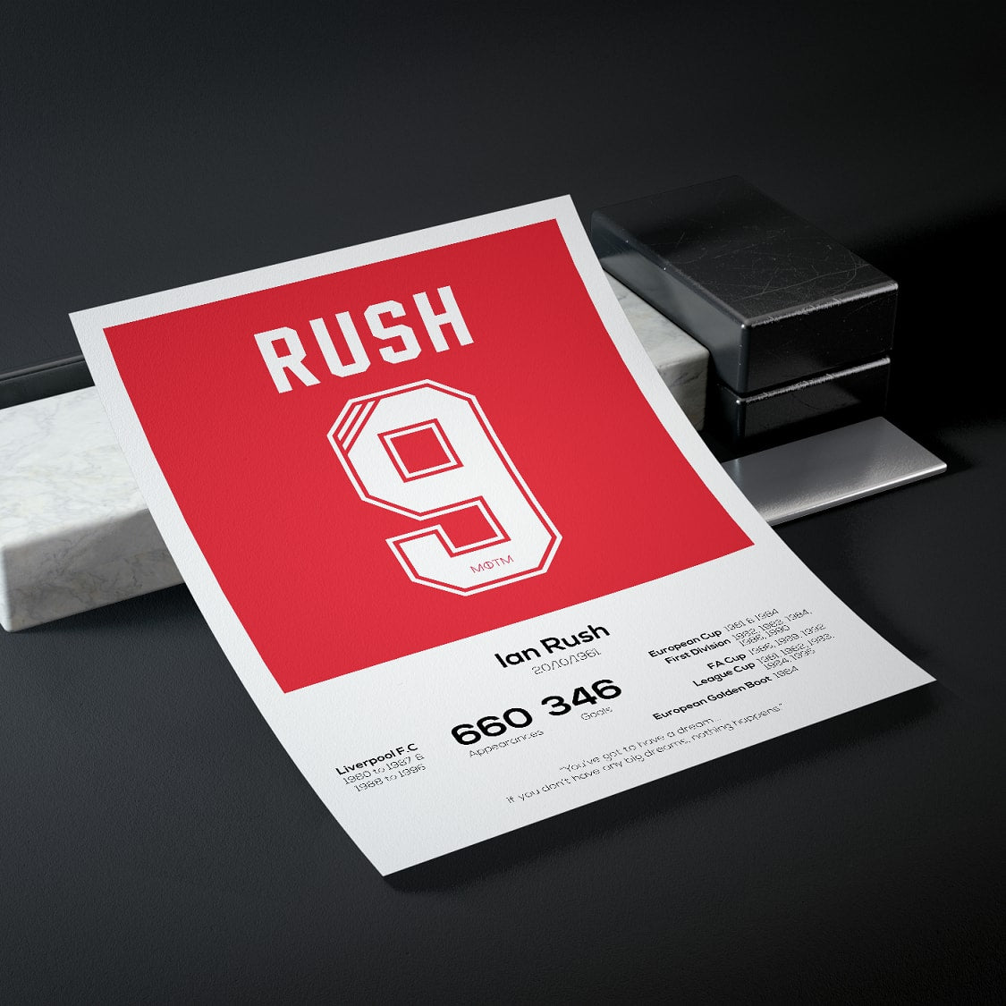 Ian Rush Liverpool Legend Stats Print - Man of The Match Football