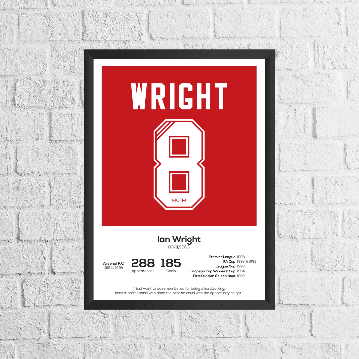 Ian Wright Legend Stats Print