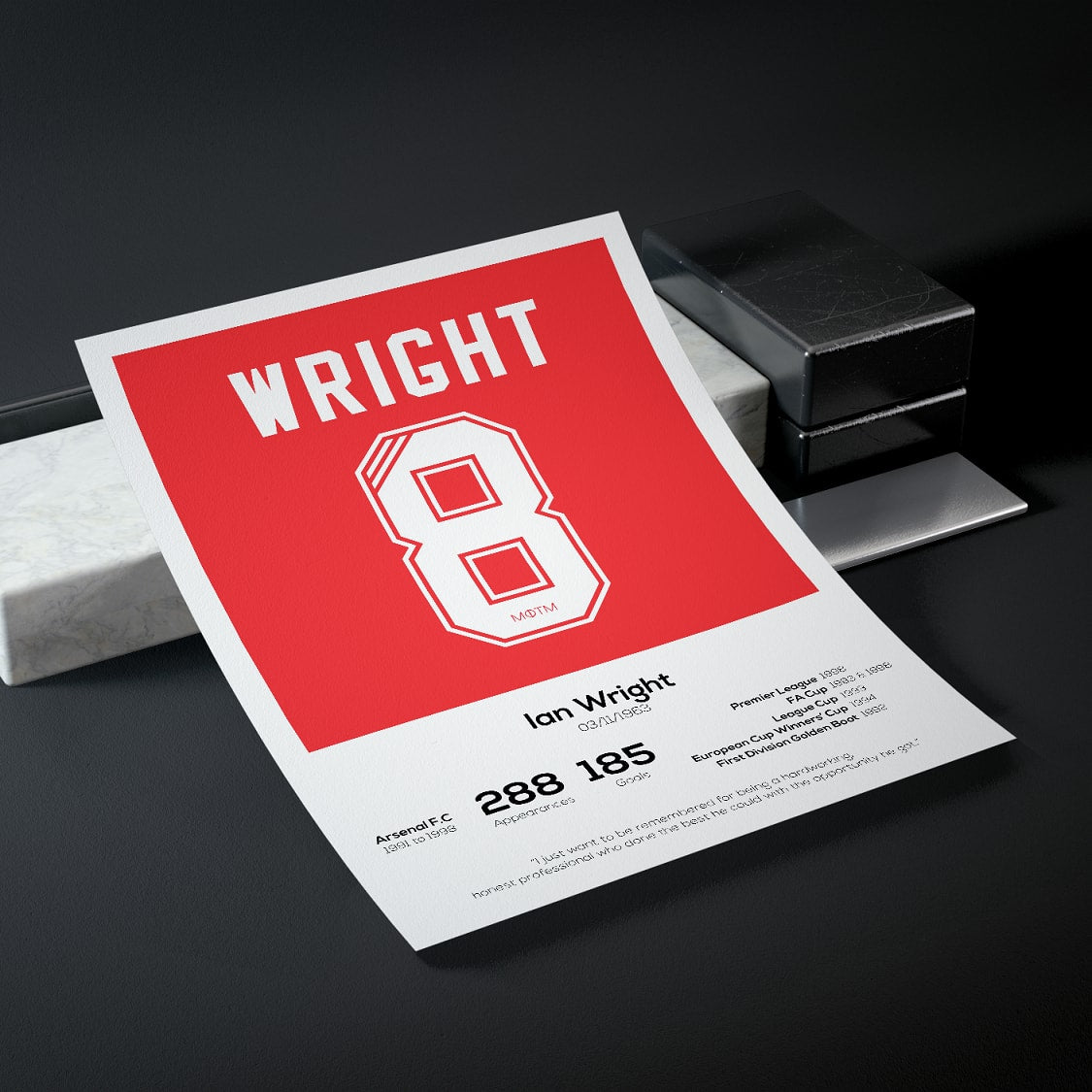 Ian Wright Arsenal Legend Stats Print - Man of The Match Football