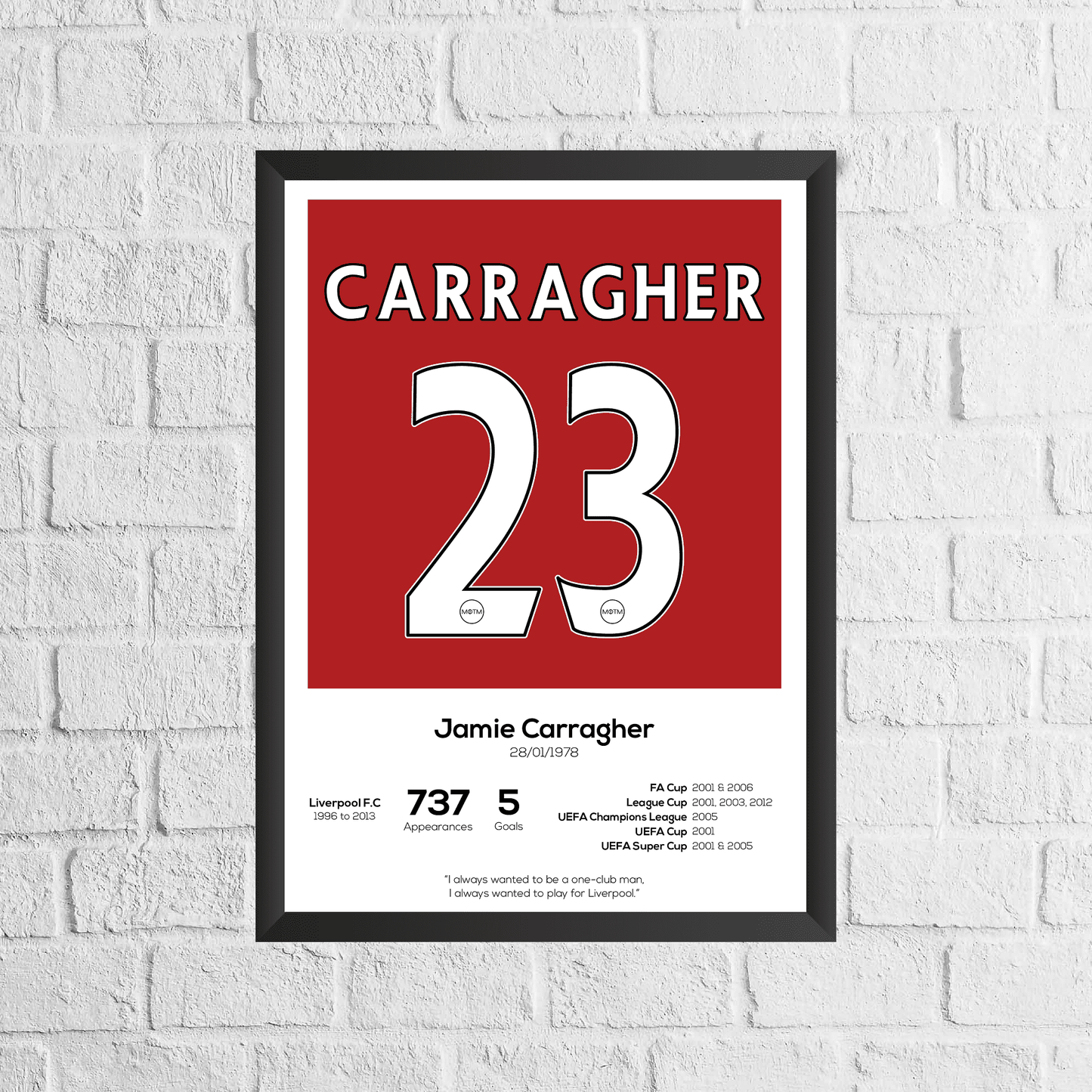 Jamie Carragher Legend Stats Print