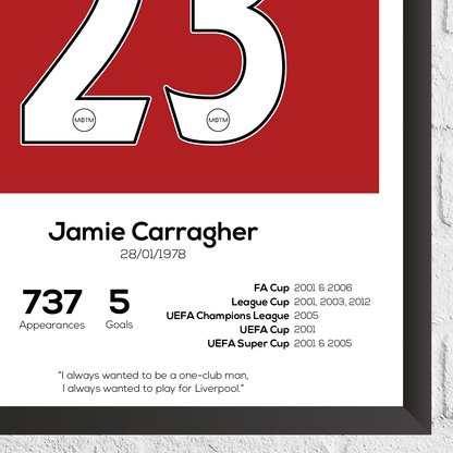 Jamie Carragher Legend Stats Print