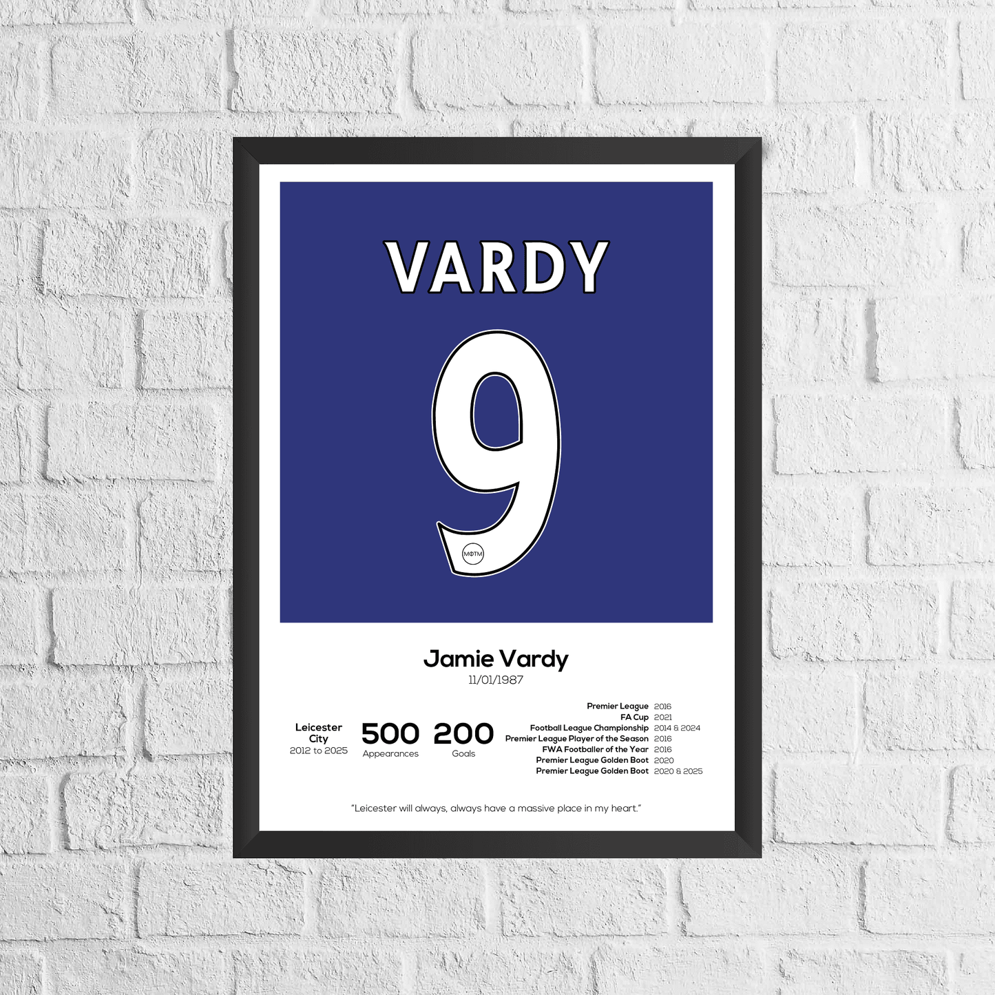 Jamie Vardy Leicester Legend Stats Print