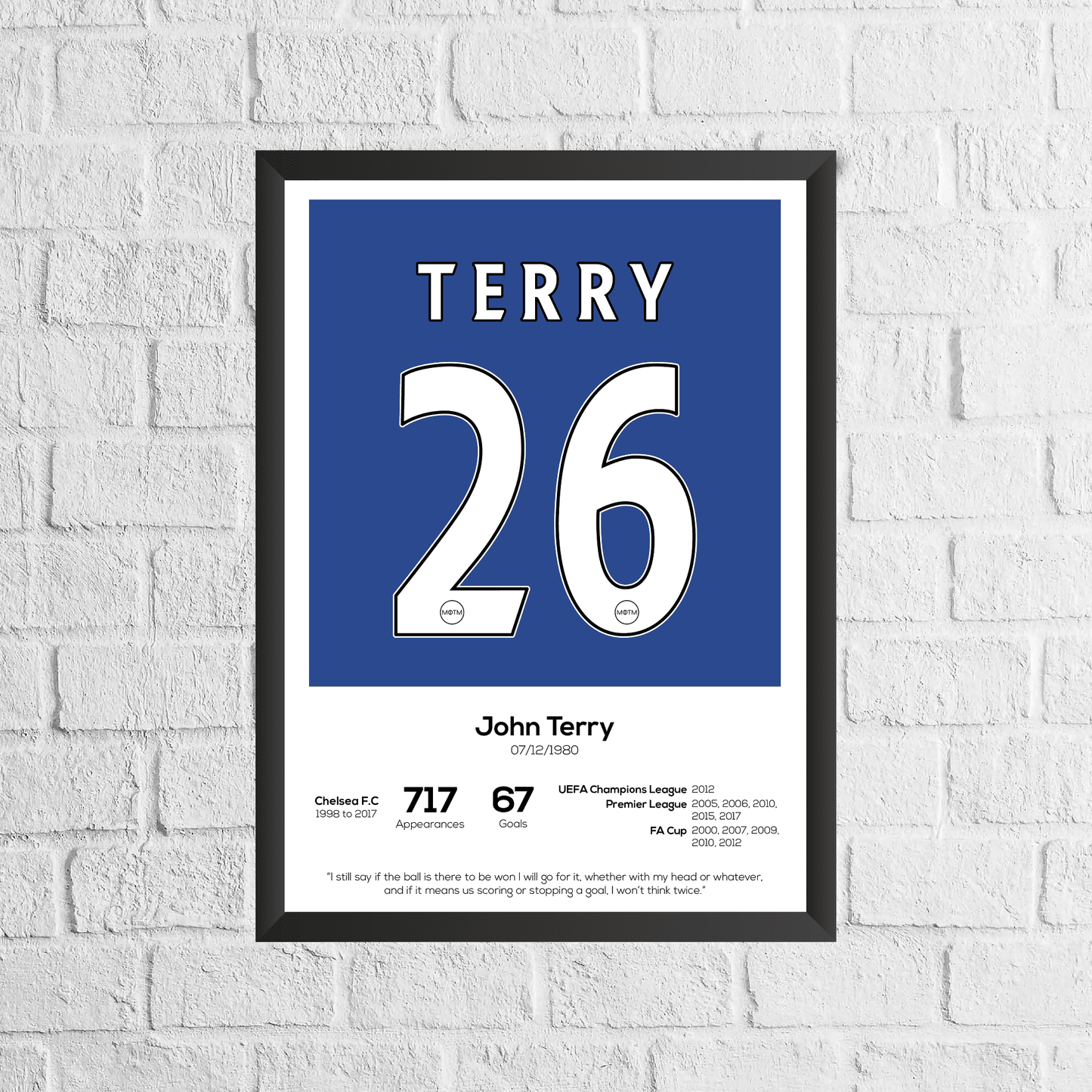 John Terry Legend Stats Print