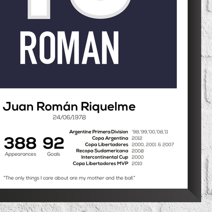 Juan Roman Riquelme Legend Stats Print