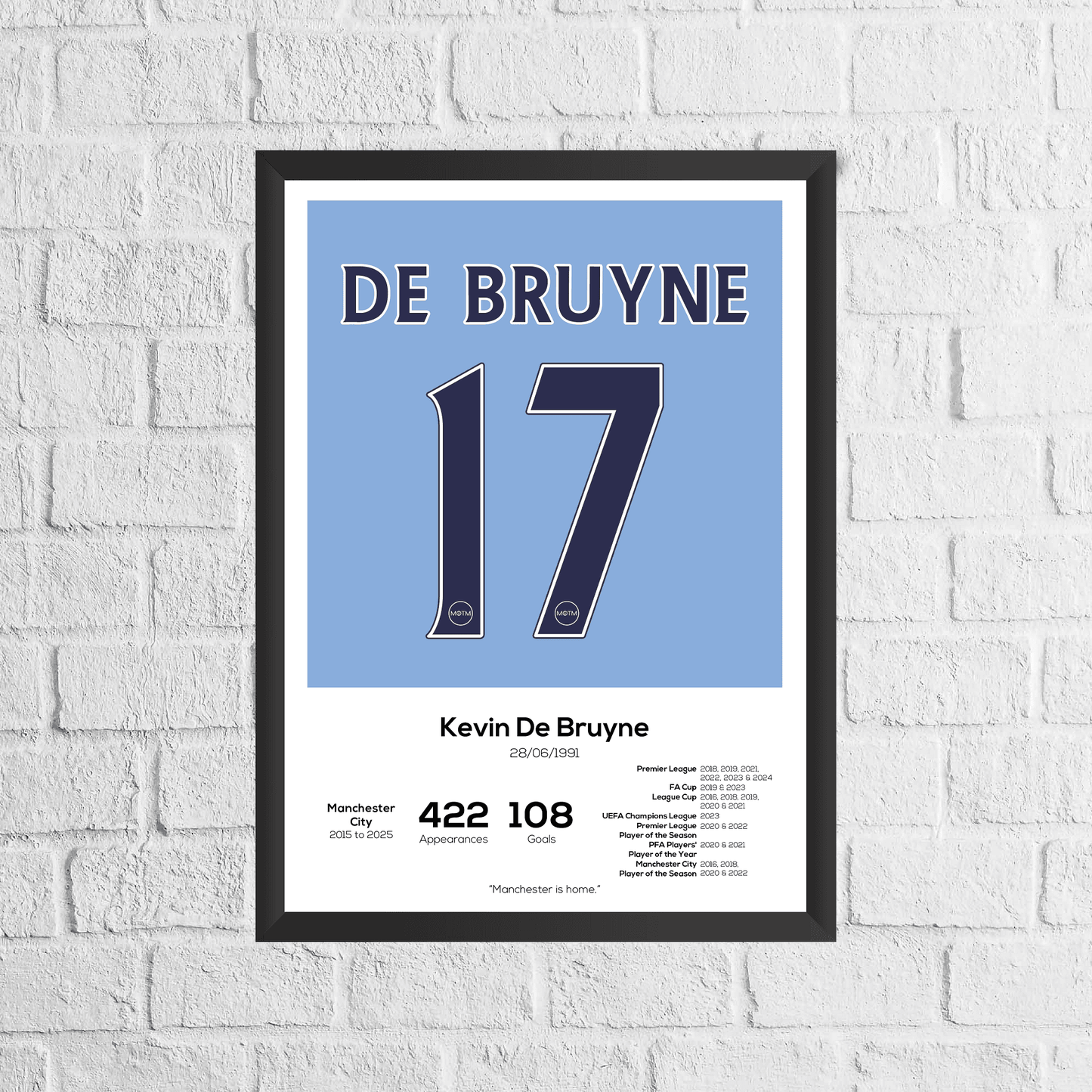 Kevin De Bruyne Legend Stats Print