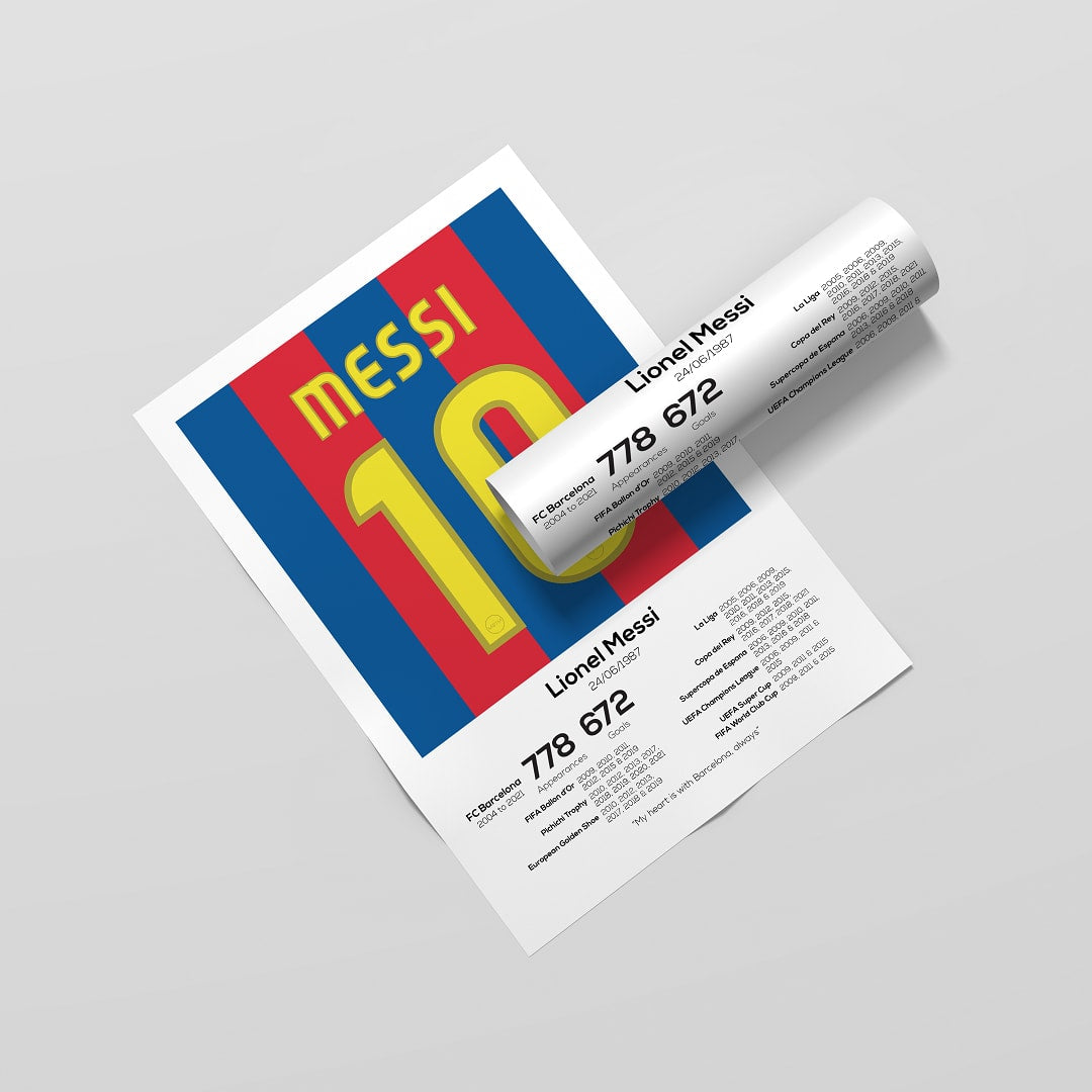 Lionel Messi FC Barcelona Legend Stats Print - Man of The Match Football