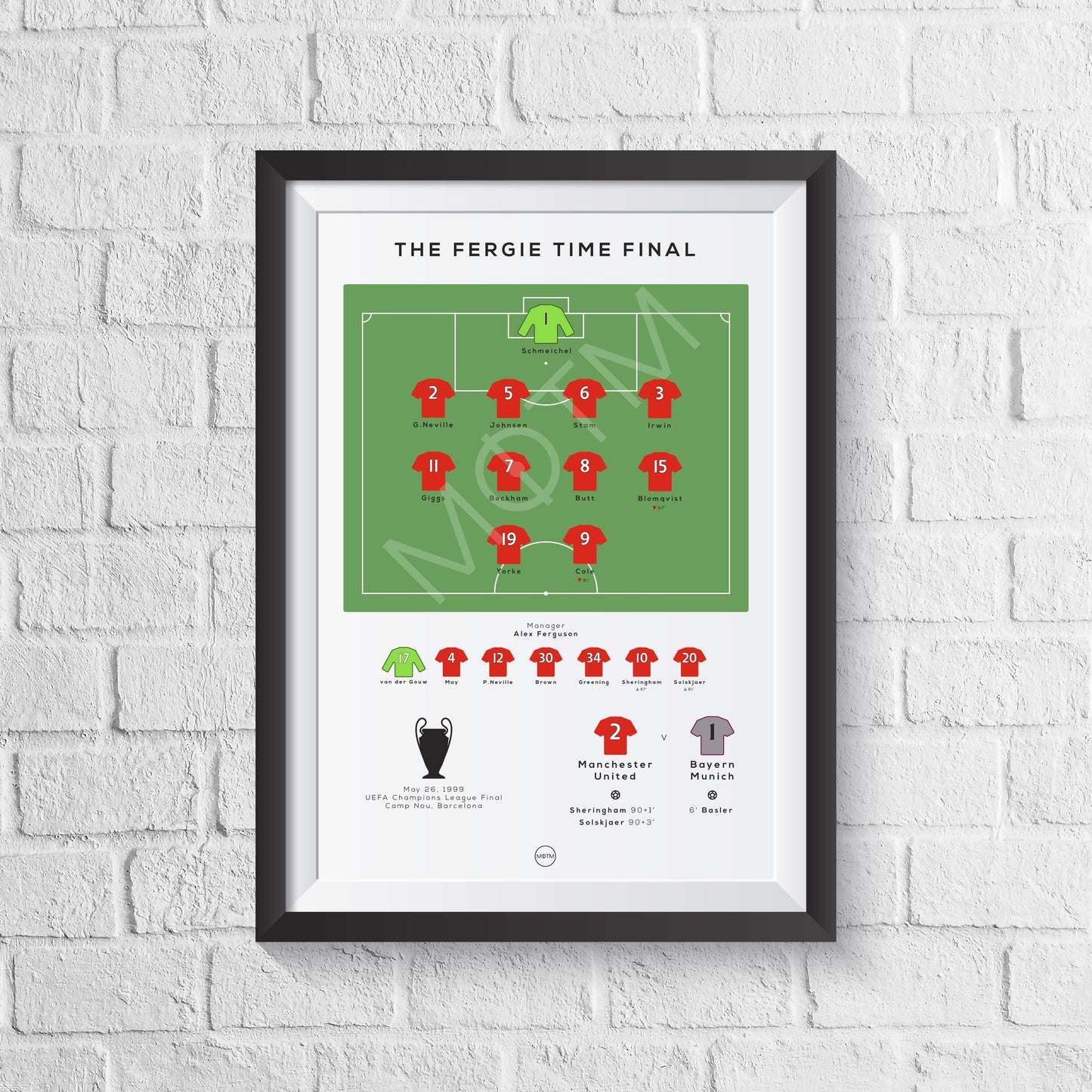 Manchester United vs Bayern Munich 1999 Champions League Final Print - Man of The Match Football