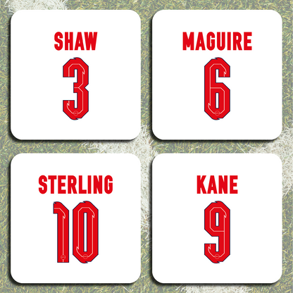 England Euro 2020 Legends Football Coasters - Set of 4 - Man of The Match Football