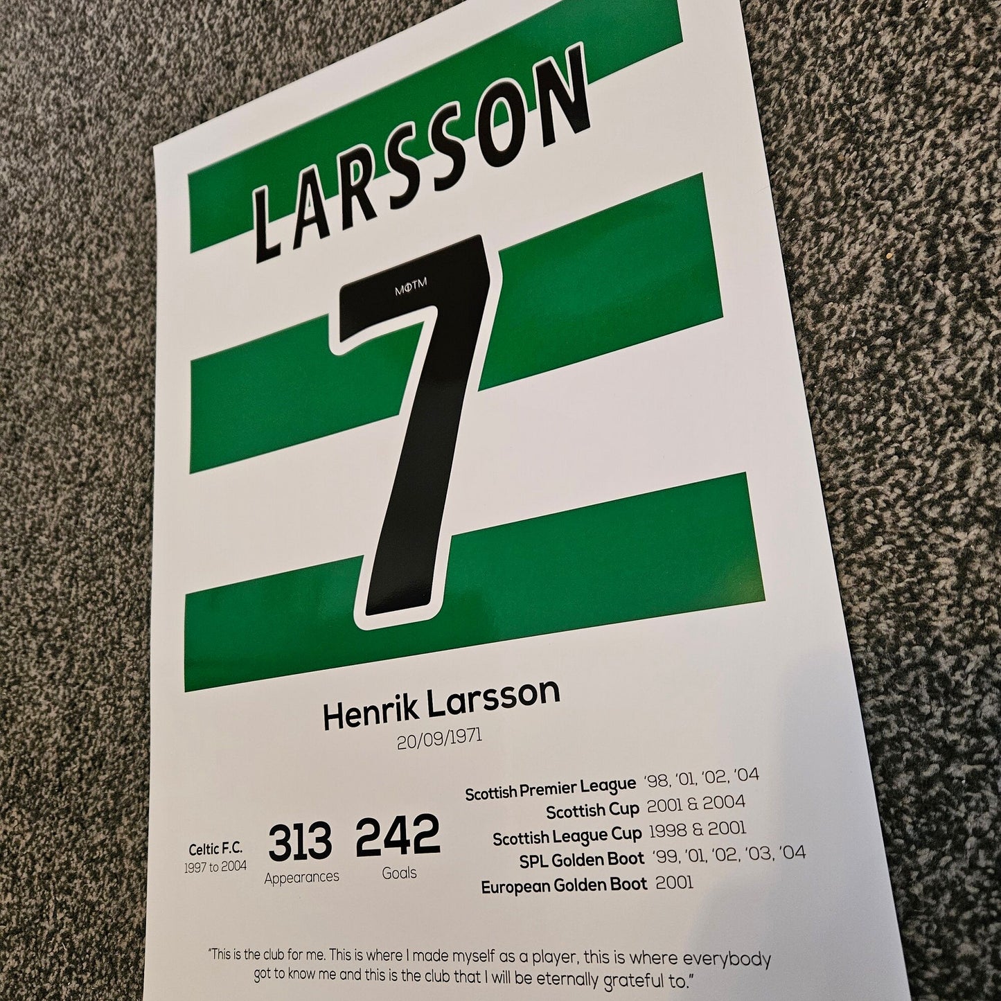 Henrik Larsson Legend Stats Print