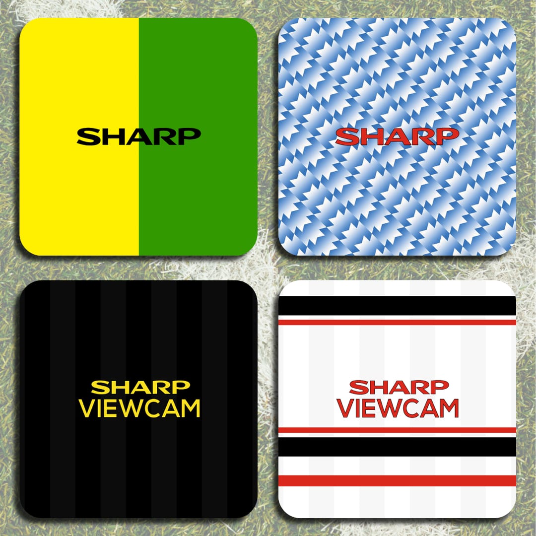 Manchester United Retro Away Kits Football Coasters - Set of 4 - Man of The Match Football