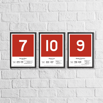 Manchester United Holy Trinity Legend Stats Print Set of 3