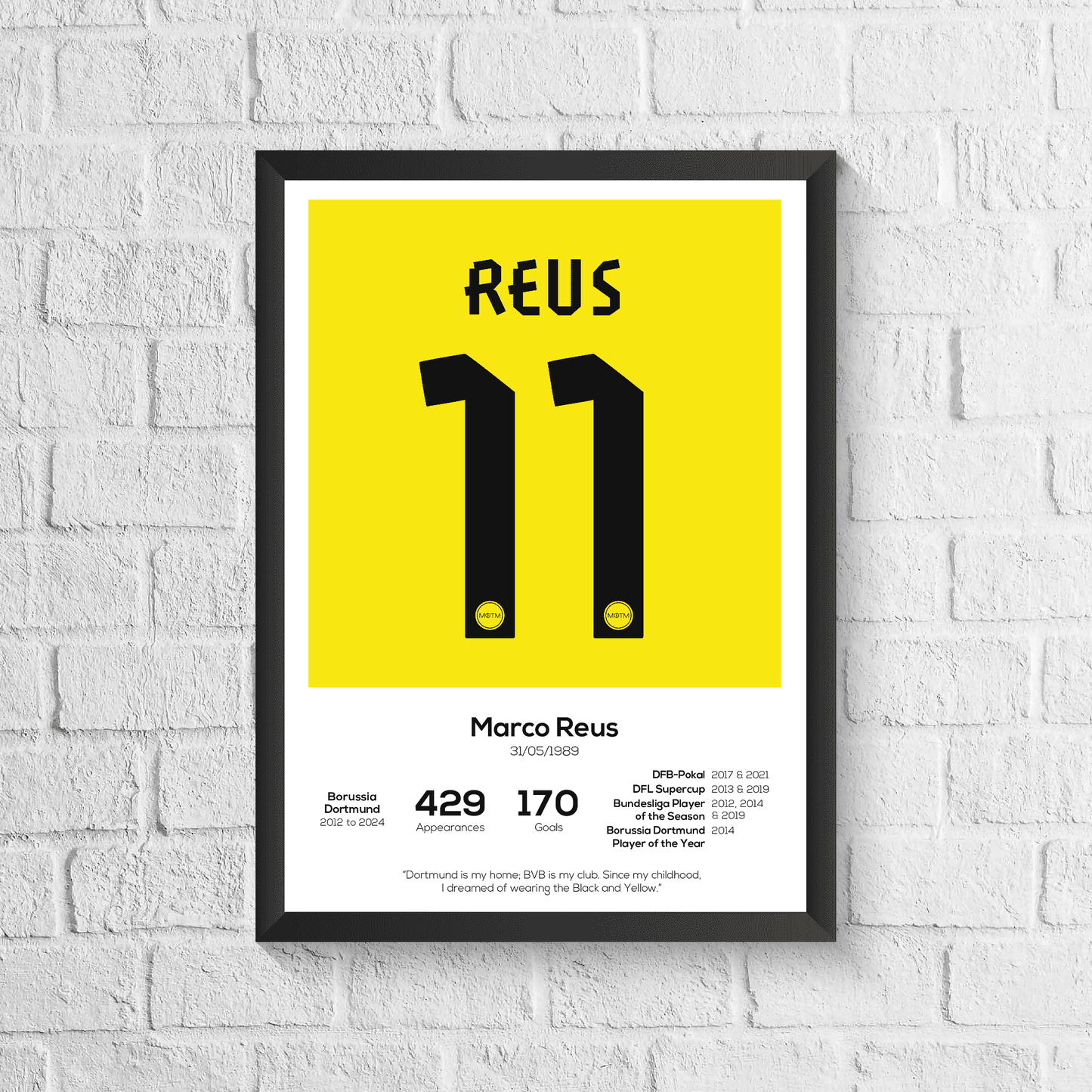 Marco Reus Borussia Dortmund Legend Stats Print