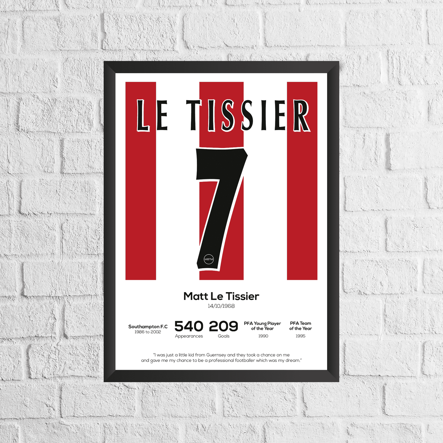 Matt Le Tissier Legend Stats Print