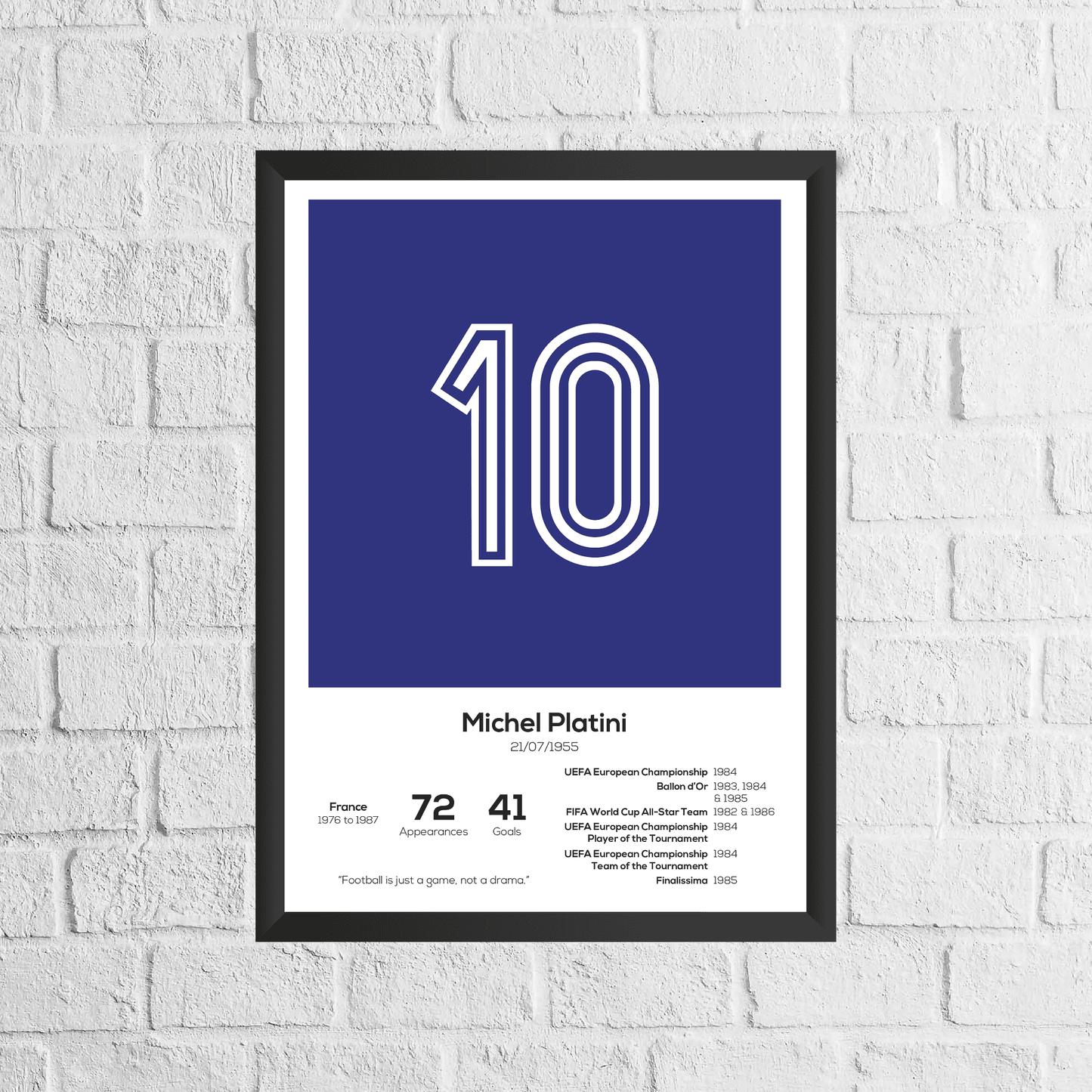 Michel Platini France Legend Stats Print