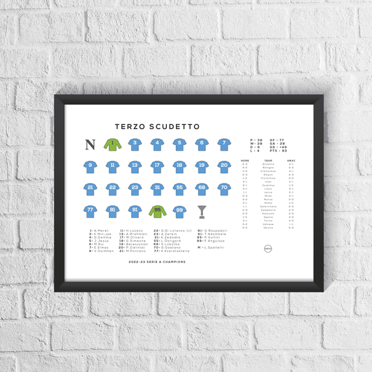 Napoli 2022/23 Serie A Winners Season Squad Print