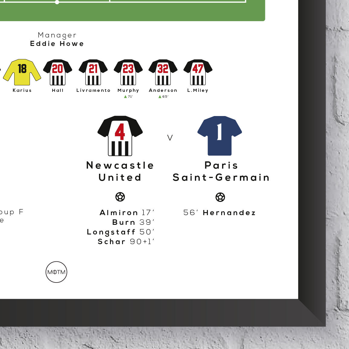 Newcastle vs PSG Champions League Match Print