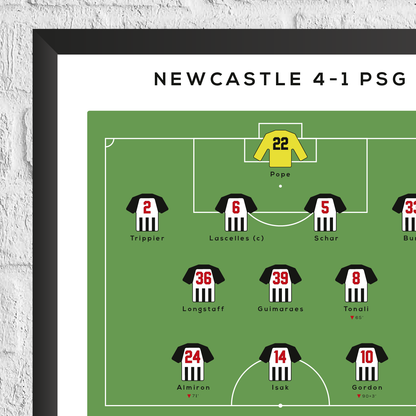 Newcastle vs PSG Champions League Match Print