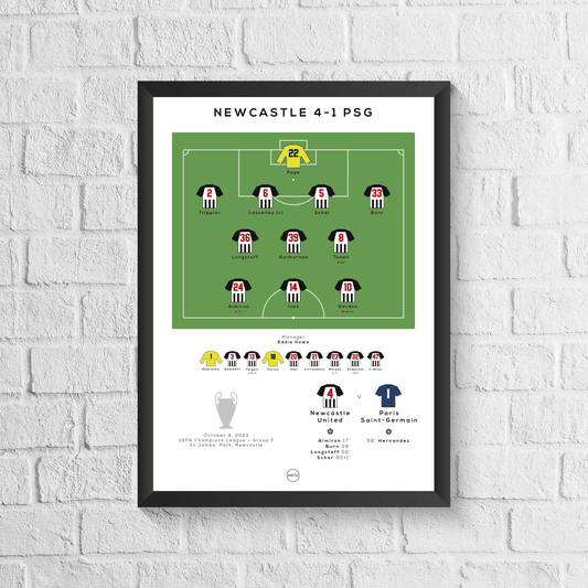 Newcastle vs PSG Champions League Match Print