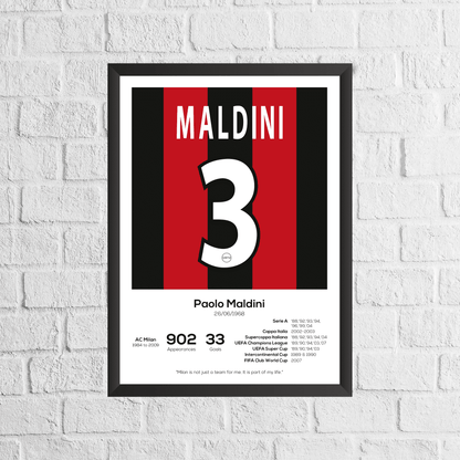 Paolo Maldini Legend Stats Football Print